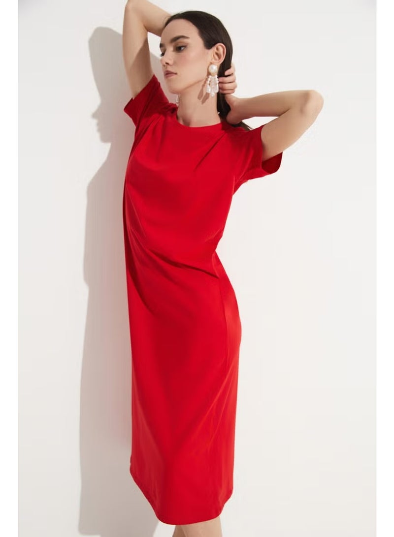 JUNE Red T-Shirt Dress - Image 4